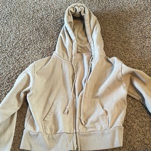 John Galt Light Brown Cropped zip up